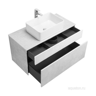Тумба под раковину AQUATON Марбл 100 слэйт, белый матовый 1A276301MH4C0 фото в интернет-магазине Русалия