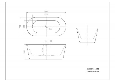 Акриловая ванна BELBAGNO BB306-1585 фото в интернет-магазине Русалия