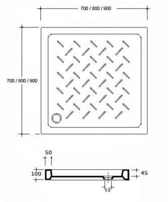 Душевой поддон керамический квадратный 80х80 CR-088 RGW фото в интернет-магазине Русалия