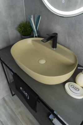 Раковина накладная овальная Sr1346 капучино матовый GID фото в интернет-магазине Русалия