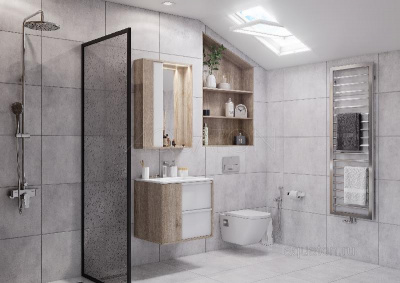 Зеркальный шкаф AQUATON Бостон 75 дуб эврика 1A240302BN010 фото в интернет-магазине Русалия