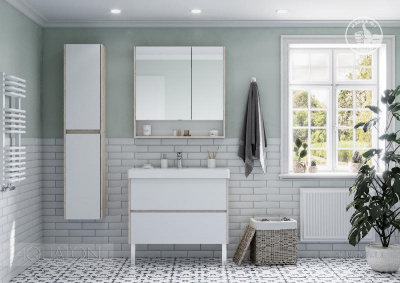 Тумба под раковину AQUATON Сканди 90 белая, дуб верона 1A251901SDB20 фото в интернет-магазине Русалия