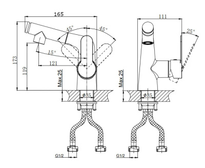 Смеситель для умывальника RUSH Tenerife (TE2835-12) фото в интернет-магазине Русалия