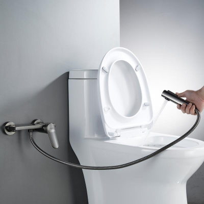 Гигиенический душ со смесителем Shevanik S4305T-1, оружейная сталь фото в интернет-магазине Русалия