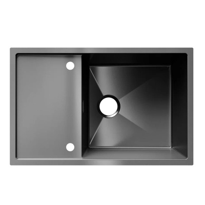 Кухонная мойка Ulgran Steel 780x500, черная брашированная сталь фото в интернет-магазине Русалия