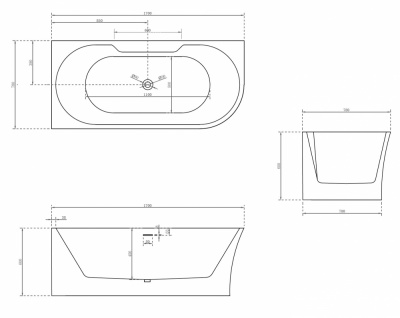 Акриловая ванна ABBER AB9335-1.7 L 170х78х60 см фото в интернет-магазине Русалия