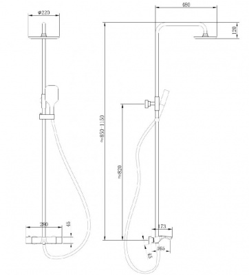 Душевая стойка ABBER Thermostat AF8516B с термостатом и изливом, черная матовая фото в интернет-магазине Русалия
