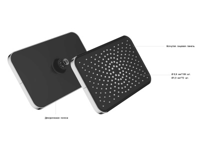 Верхний душ Inspire VSHD-3I4CGM, вороненая сталь Vincea фото в интернет-магазине Русалия