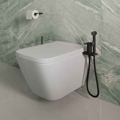 Гигиенический душ Milardo с установкой на унитаз, черный матовый, Tidy (001BL00M08) фото в интернет-магазине Русалия