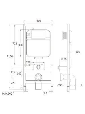 BAMBERG 460 CR Инсталляция для унитаза. Черная кнопка WeltWasser фото в интернет-магазине Русалия