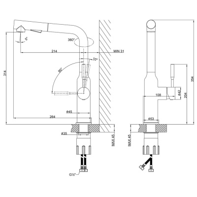 Смеситель Lemark Expert для кухни с вытягивающимся поворотным изливом (LM5085S) фото в интернет-магазине Русалия