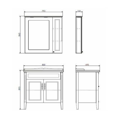 Comforty. Тумба-умывальник "Палермо-80" белый глянец с раковиной Comforty 3380 фото в интернет-магазине Русалия