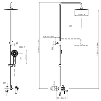 Душевая система FASHUN хром (A2489) фото в интернет-магазине Русалия