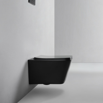 BOND F04-108 Унитаз подвесной безободковый черный с сиденьем с микролифтом фото в интернет-магазине Русалия