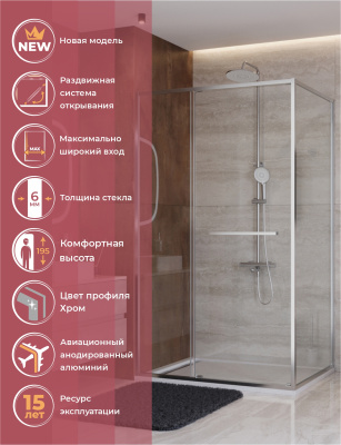 Душевой уголок CEZARES LUX-AH-FS-11-120/90-C-CR фото в интернет-магазине Русалия