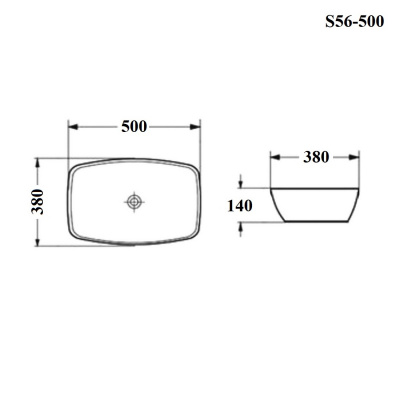 BOND S56-500 Раковина накладная прямоугольная 50*38*14см белая фото в интернет-магазине Русалия