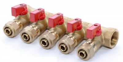 Коллектор с кранами и цангами на 5 выходов 3/4"х16ц Millennium фото в интернет-магазине Русалия