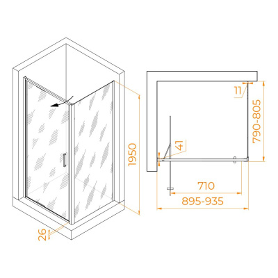 Душевой уголок RGW SV-145 900x800, профиль хром, стекло прозрачное фото в интернет-магазине Русалия