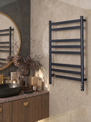 Полотенцесушитель электрический REFLEXION Карру RXT118050BL 800x500 черный матовый, 1 крючок фото в интернет-магазине Русалия