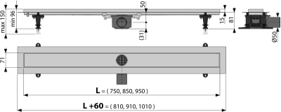 Водоотводящий желоб с двойной решеткой APZ13-DOUBLE9-950 (AG071401950) Alcaplast фото в интернет-магазине Русалия
