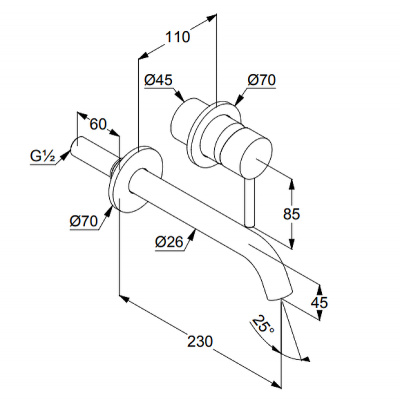 Смеситель BOZZ BLACK 382453976 для раковины настенный встраиваемый (внешняя часть) KLUDI фото в интернет-магазине Русалия