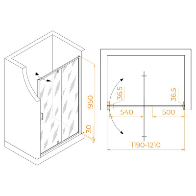 Душевая дверь RGW LE-103 1200, стекло прозрачное, профиль хром фото в интернет-магазине Русалия