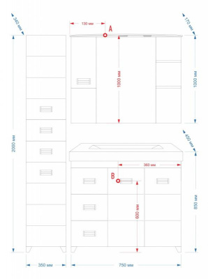 Тумба Селена 75 с раковиной Marko Комфорт 75 Misty фото в интернет-магазине Русалия