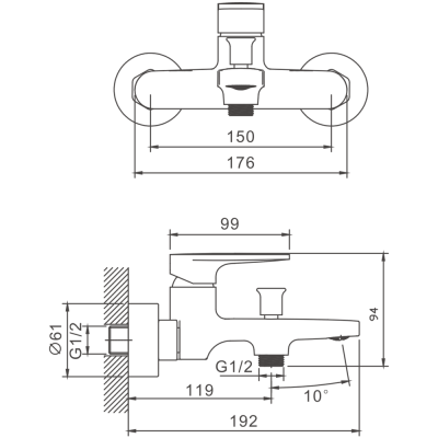 Смеситель для ванны BELZ хром (B61713) фото в интернет-магазине Русалия
