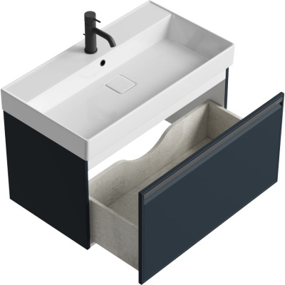 Подвесная тумба 81  Pure серый PUR0108GRM + умывальник  Вилис 800 4610119205126 Aqwella фото в интернет-магазине Русалия