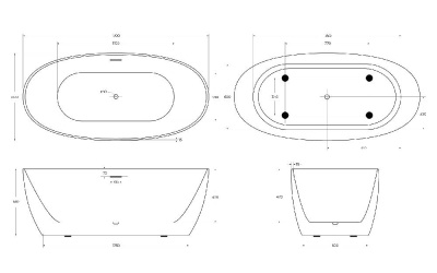 Акриловая ванна BELBAGNO BB414-1700-800 фото в интернет-магазине Русалия