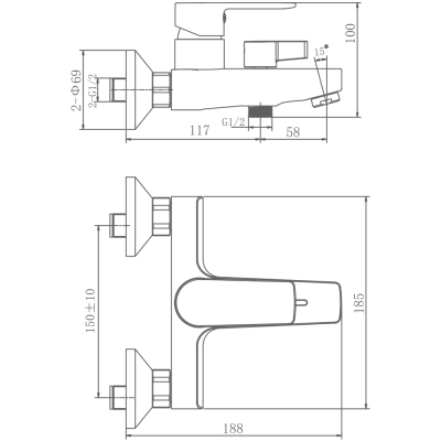 Смеситель для ванны HAIBA цвет: хром (HB60719) фото в интернет-магазине Русалия
