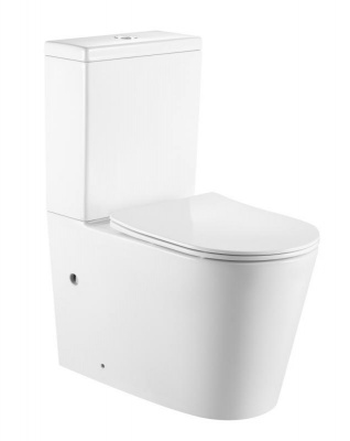 BURGOS ALTO Унитаз напольный безободковый белый, тонкое сиденье дюропласт, soft close IBERICA BLANCA фото в интернет-магазине Русалия
