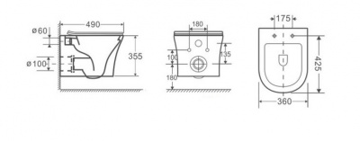 Унитаз ADIGE Aria MW ТЕРМООБЖИГ (не плёнка) подвесной безободковый белый матовый Ceruttispa CT9245 (490х360х355) фото в интернет-магазине Русалия
