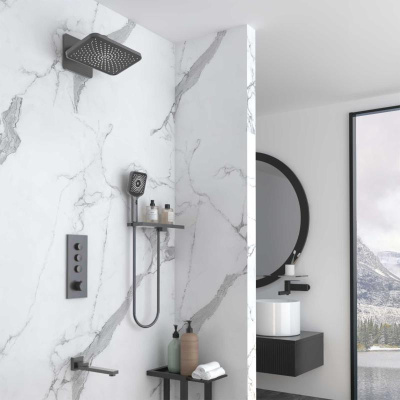 Душевой комплект VSFW-433TI4RGM встраиваемый, термостат, трехрежимный, вороненая сталь Vincea фото в интернет-магазине Русалия