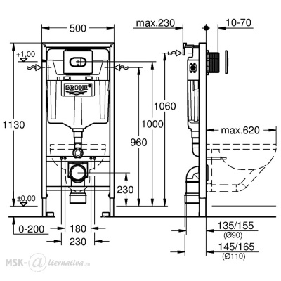 Инсталляция для подвесного унитаза 3 в 1 Grohe Rapid SL 38981000 фото в интернет-магазине Русалия