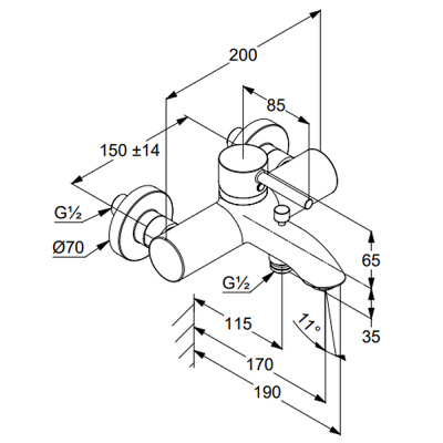 Смеситель для ванны BOZZ BLACK 386913976 черный KLUDI фото в интернет-магазине Русалия