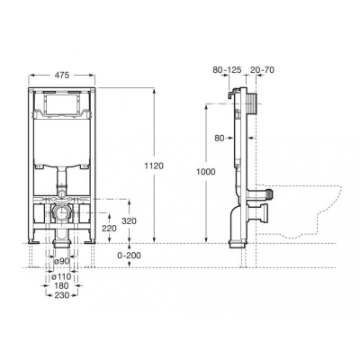 Инсталляция для подвесного унитаза Duplo WC one 890070020 ROCA фото в интернет-магазине Русалия