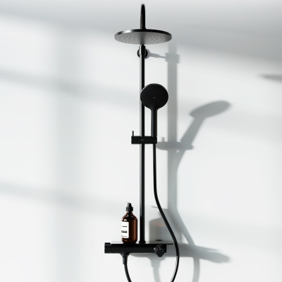 977750300 Jupiter душевая система с душевым ТМС смесителем-полкой, черный Damixa фото в интернет-магазине Русалия