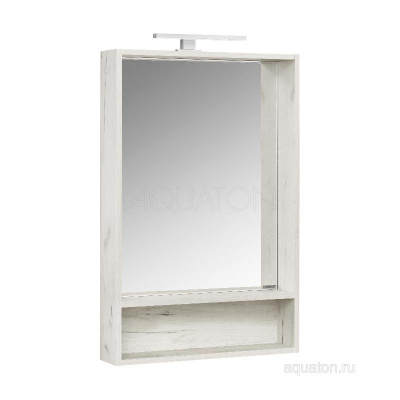 Зеркальный шкаф AQUATON Флай 60 белый, дуб крафт 1A237602FA860 фото в интернет-магазине Русалия
