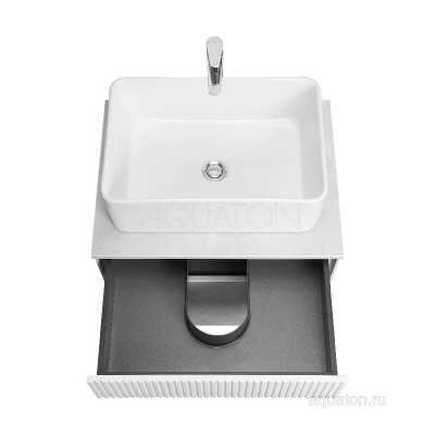 Тумба под раковину AQUATON Марбл 60 слэйт, белый матовый 1A276101MH4C0 фото в интернет-магазине Русалия