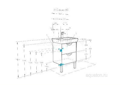 Тумба под раковину AQUATON Сильва 60 дуб макиато 1A211801SIW50 фото в интернет-магазине Русалия