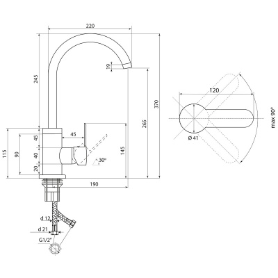 Смеситель Славен для кухни Коттедж Ф (СЛ-ОД-Ф22) фото в интернет-магазине Русалия