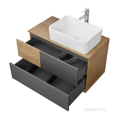Тумба под раковину AQUATON Терра 85 дуб кантри, антрацит 1A247201TEKA0 фото в интернет-магазине Русалия