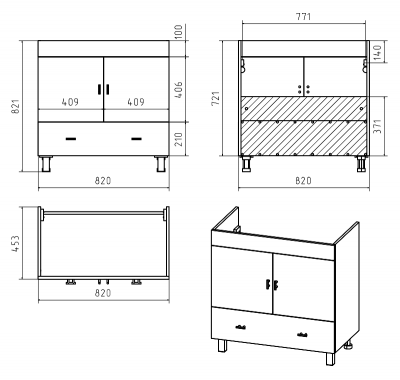 Тумба Дива 85 с раковиной Kirovit Оскар 85 Misty фото в интернет-магазине Русалия