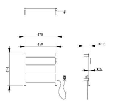 Полотенцесушитель электрический WONZON & WOGHAND BONN, Темный графит (WW-AL404-GM) фото в интернет-магазине Русалия