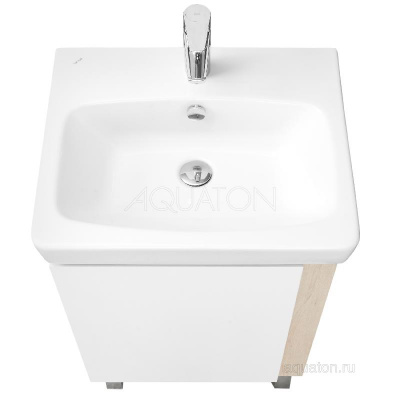 Тумба под раковину AQUATON Кантри 55 белый, дуб верона 1A257601AHB20 фото в интернет-магазине Русалия