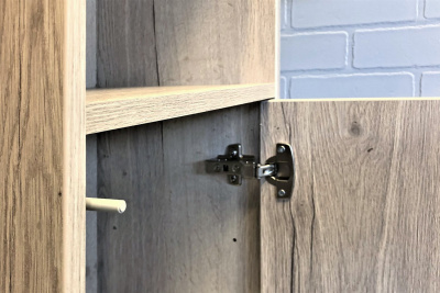 COMFORTY. Шкаф-колонна "Клеон-40" белый/дуб дымчатый фото в интернет-магазине Русалия