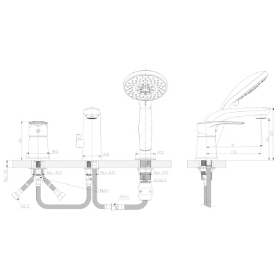 Смеситель для ванны Rossinka T (T40-39) фото в интернет-магазине Русалия