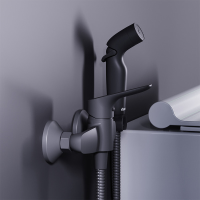 778000300 Jupiter смеситель с гигиеническим душем, чёрный Damixa фото в интернет-магазине Русалия