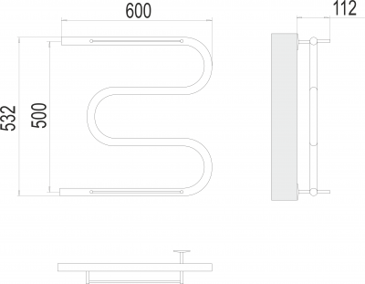 Водяной полотенцесушитель М-образный с/п (1") 500х600 4620768880346 Terminus фото в интернет-магазине Русалия